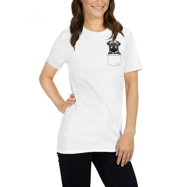Black Pug in a Pocket T-Shirt – Bild 4