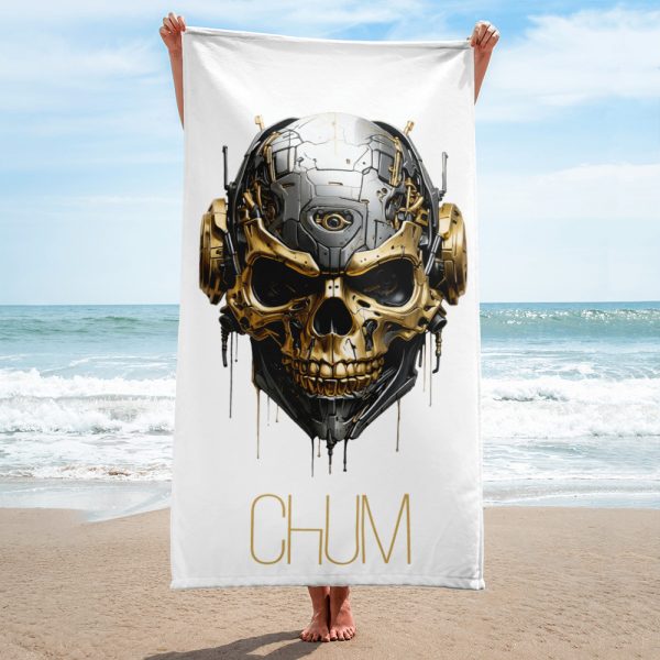 Golden Cyber Skull Badetuch white – Bild 2