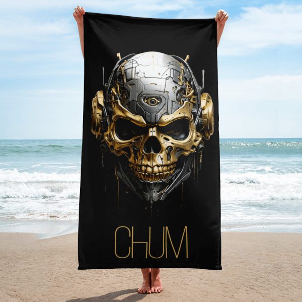 Golden Cyber Skull Badetuch Black – Bild 2
